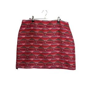 LOFT Skirt Womens 14 Pink Multi Ikat Jacquard Mini Geometric Striped NWT